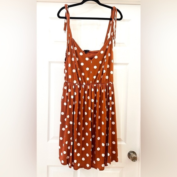 Torrid Mini Studio Knit Skater Dress Mauve Brown Polka Dot sz 3X - Picture 5 of 10